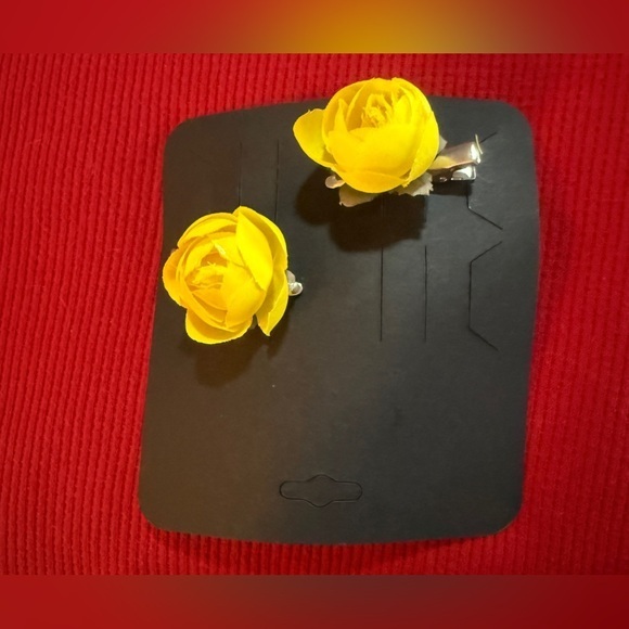 Accessories - Yellow Rose Hair Clips